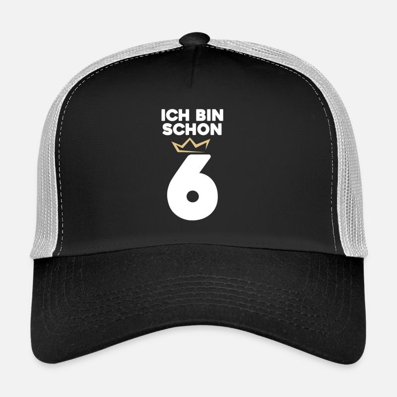 6 Geburtstag - 6 Jahre mit Krone - Trucker Cap - Schwarz/Steingrau