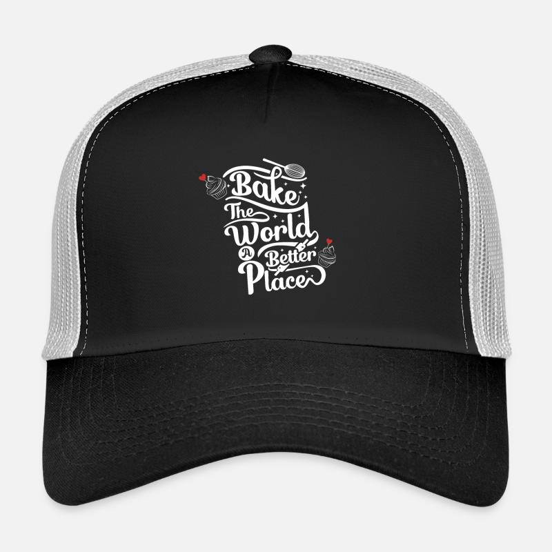 Bake the World a Better Place - Baking Lovers - Trucker Cap - Schwarz/Steingrau