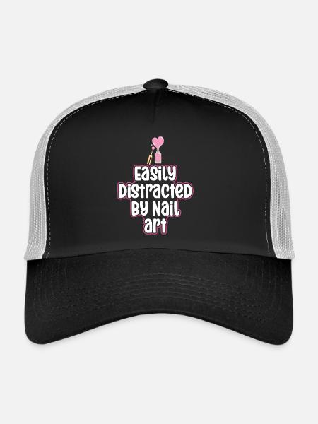Easily distracted by Nail Art Nail Tech - Trucker Cap - black/stone grey - Front