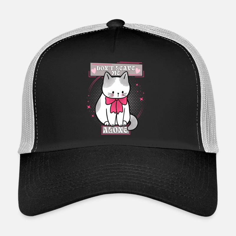 Drôle de chat dit ne me quitte pas, disant Casquette trucker 