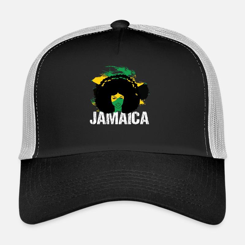 Jamaica Afro Diva Flag Colors Collage Trucker Cap