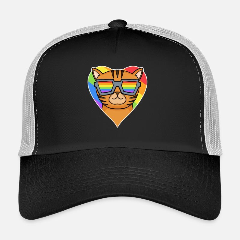 Gay Rainbow - Chat à lunettes - Chat Bengale Casquette trucker 