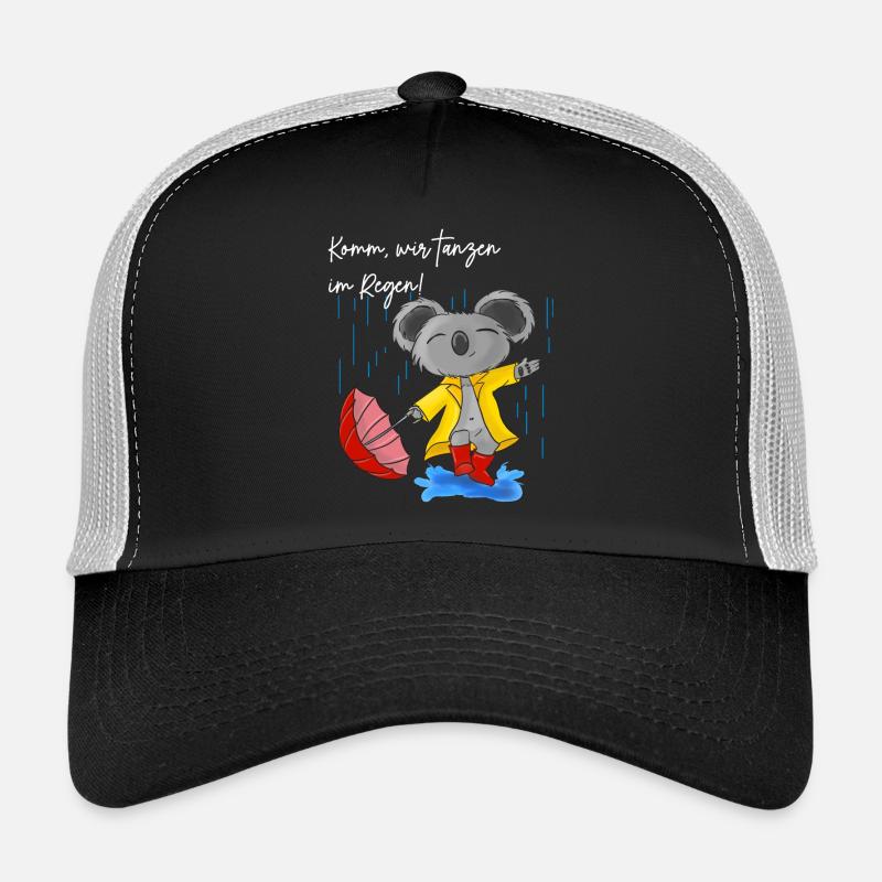 Niedlicher Koala mit Regenschirm - Trucker Cap - Schwarz/Steingrau