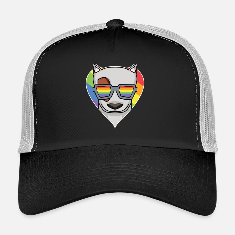 Rainbow - Dog with glasses - Bull terrier Trucker Cap