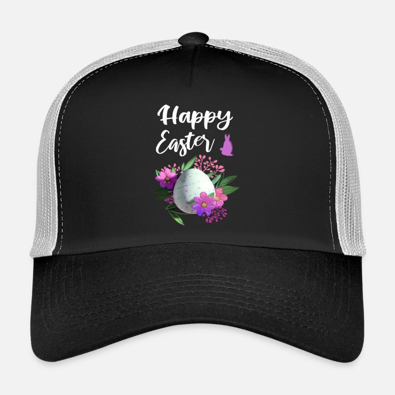 Frohe Ostern Blumen Osterei - Trucker Cap - Schwarz/Steingrau