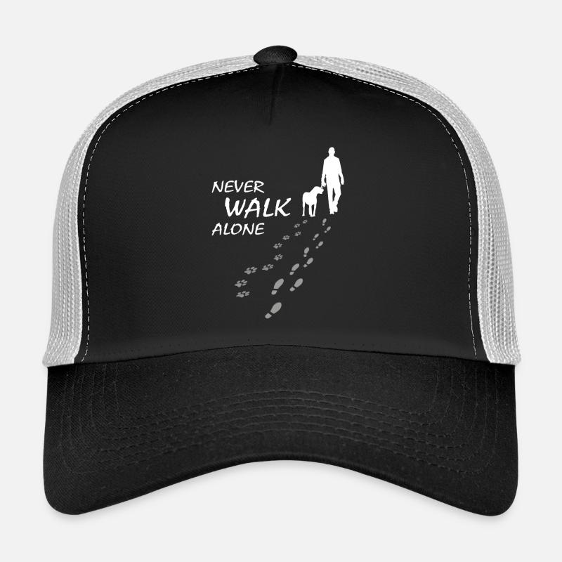 Never walk alone - Hund Gassi Geschenk - Trucker Cap - Schwarz/Steingrau