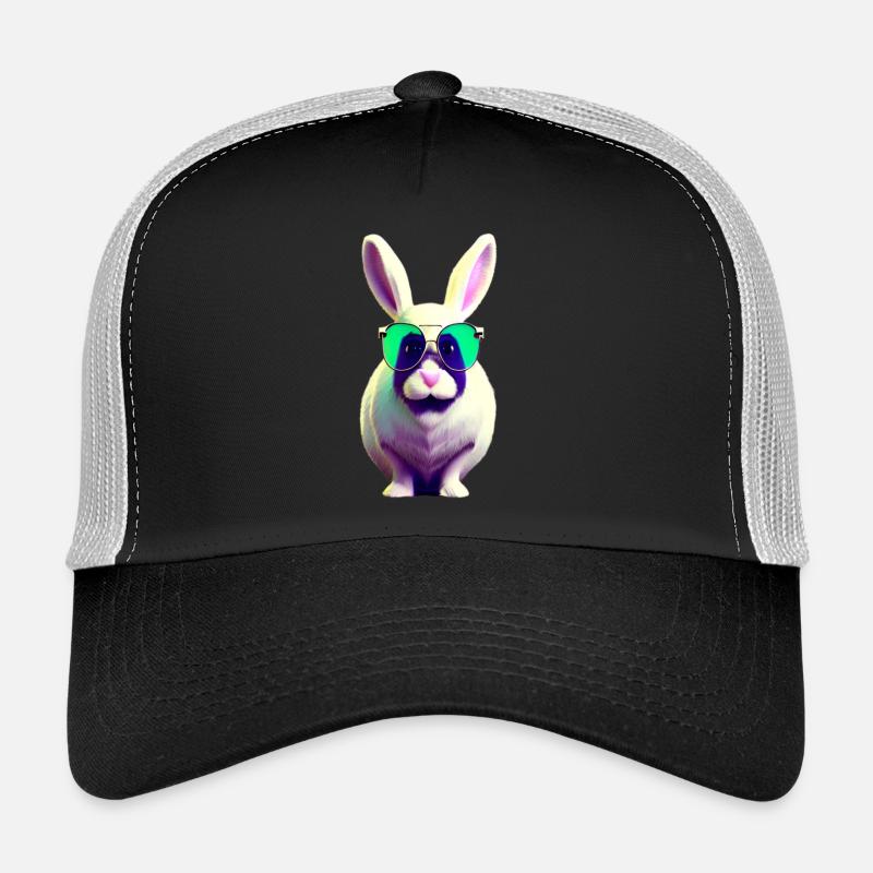 cooles Kaninchen mit Sonnenbrille - Trucker Cap - Schwarz/Steingrau