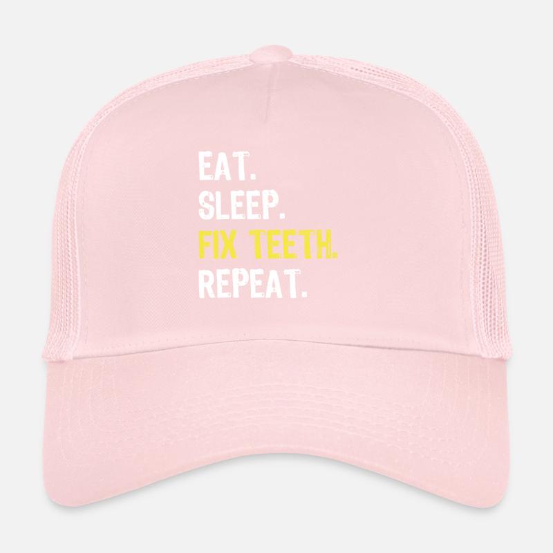 Manger Sommeil Réparer les dents Répéter Chemise de dentiste Casquette trucker 