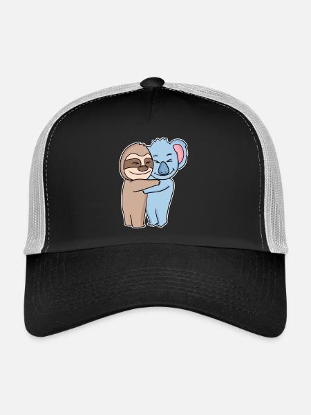Sloth and koala hugging - hug - Trucker Cap - black/stone grey - Front