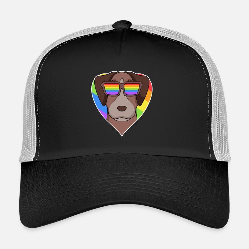 Rainbow - Dog Pointer with glasses and heart Trucker Cap