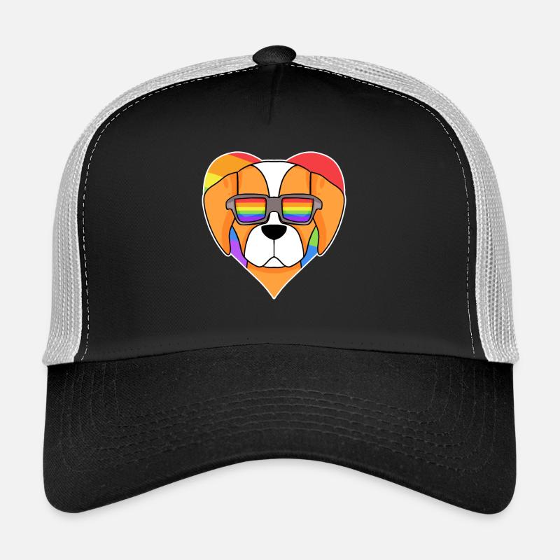 Rainbow - Dog Spaniel Breton with glasses Trucker Cap