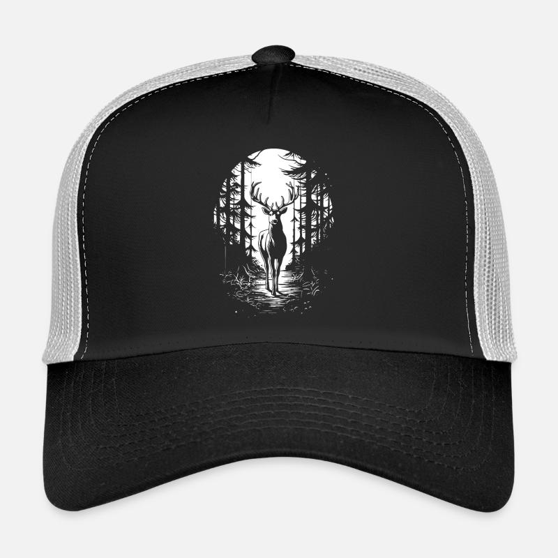 Silhouette de cerf dans les bois Casquette trucker 