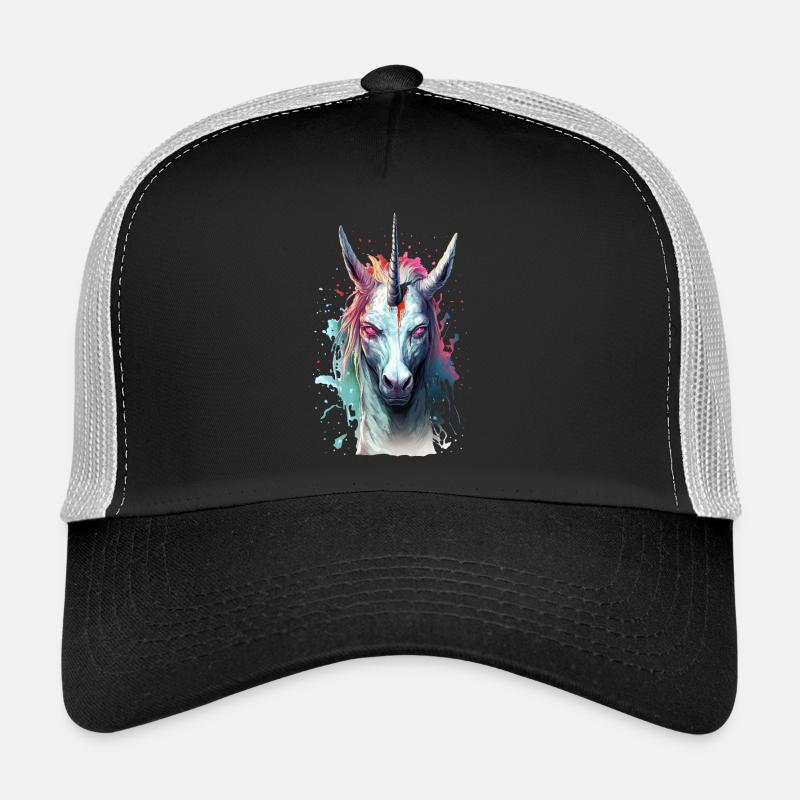 Böses Einhorn Kopf Einhornliebhaber Geschenk - Trucker Cap - Schwarz/Steingrau