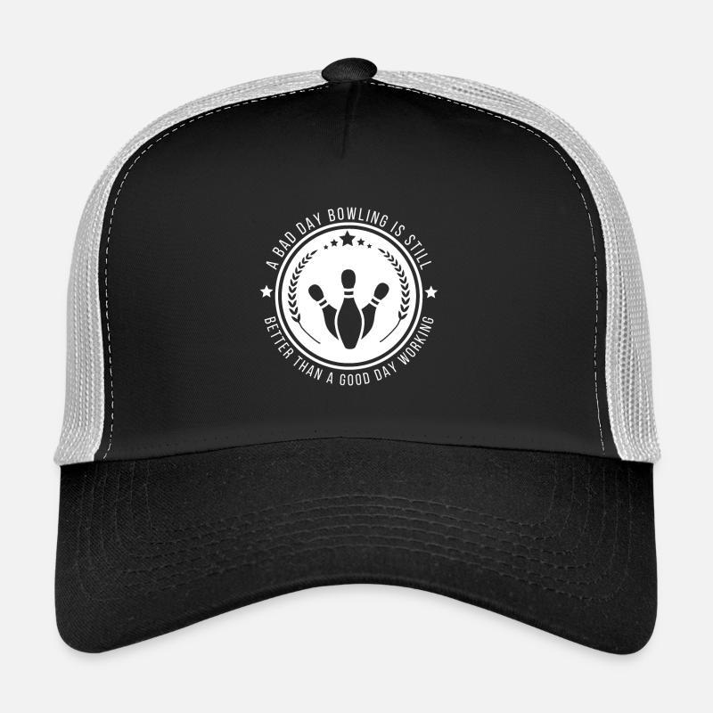 Lustiges Bowling-Arbeitszitat - Trucker Cap - Schwarz/Steingrau