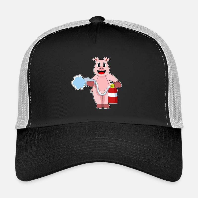 Pig Firefighter Fire Hose Fire Hose Fire Brigade Trucker Cap