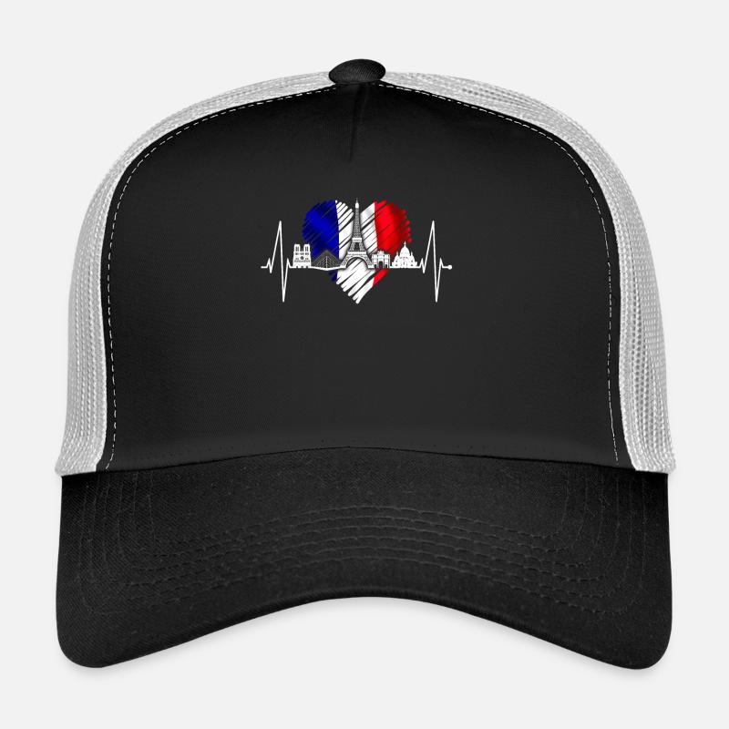 Paris Skyline Herzschlag Eiffelturm Frankreich Trucker Cap