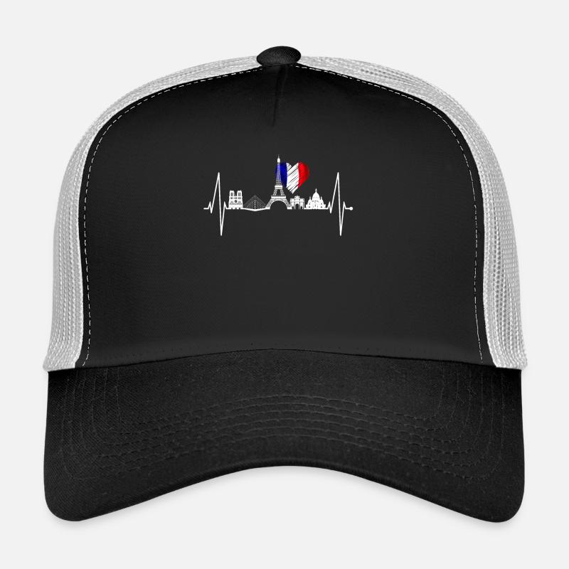 Paris Skyline Herzschlag Eiffelturm Frankreich Trucker Cap