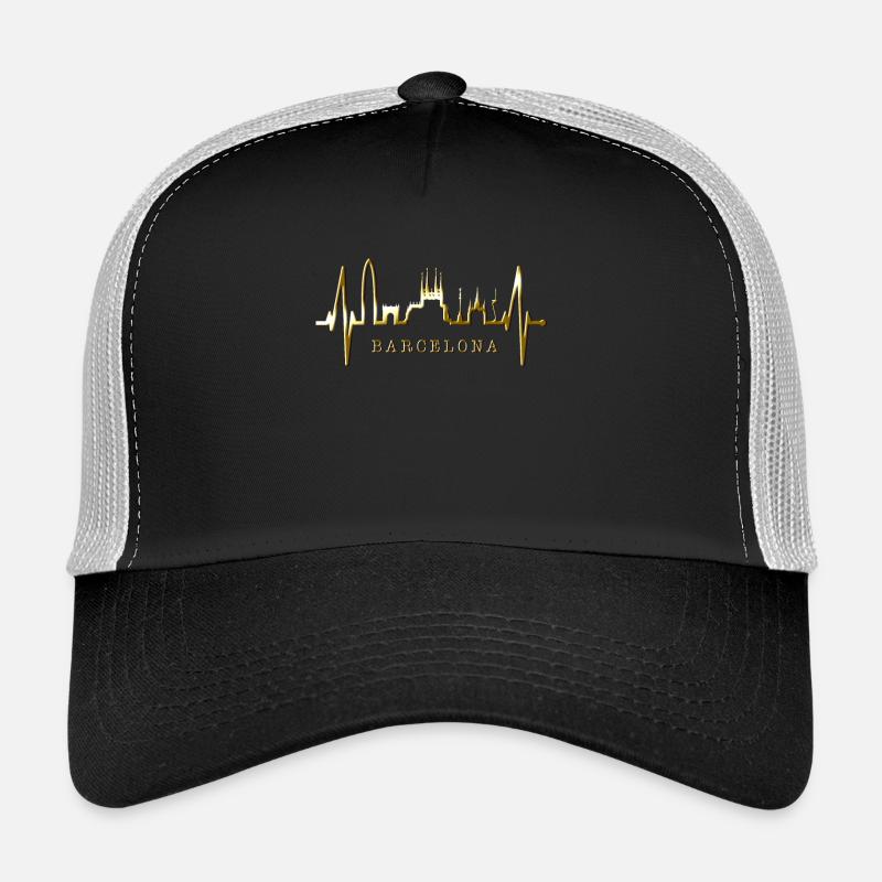 Barcelone Skyline Espagne Heartbeat Fan Barcelone Casquette trucker 