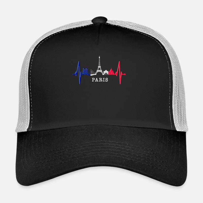 Paris Skyline Herzschlag Eiffelturm Frankreich Trucker Cap