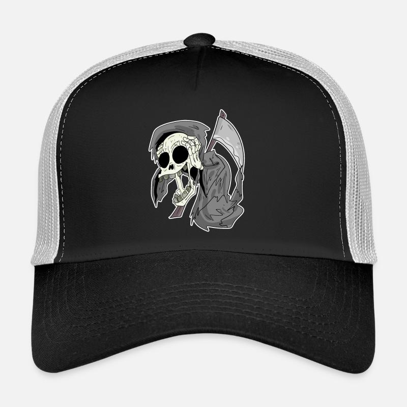 Grim Reaper laughs funny laugh Trucker Cap