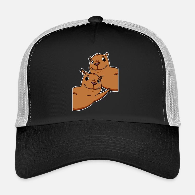 Capybara Wasserschwein - Trucker Cap - Schwarz/Steingrau