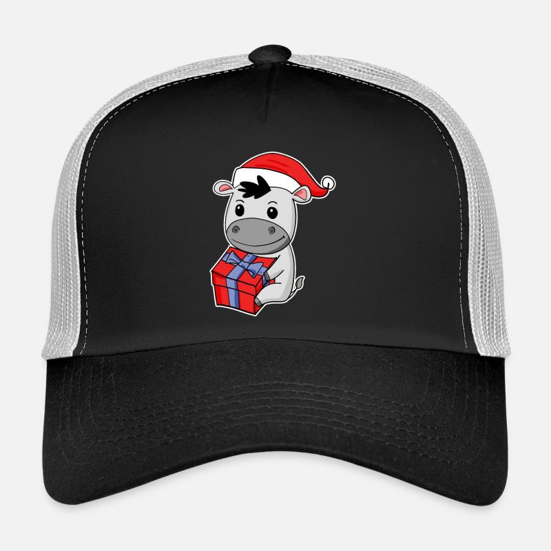 Âne avec bonnet de Père Noël - Noël - Casquette trucker  - noir/gris pierre