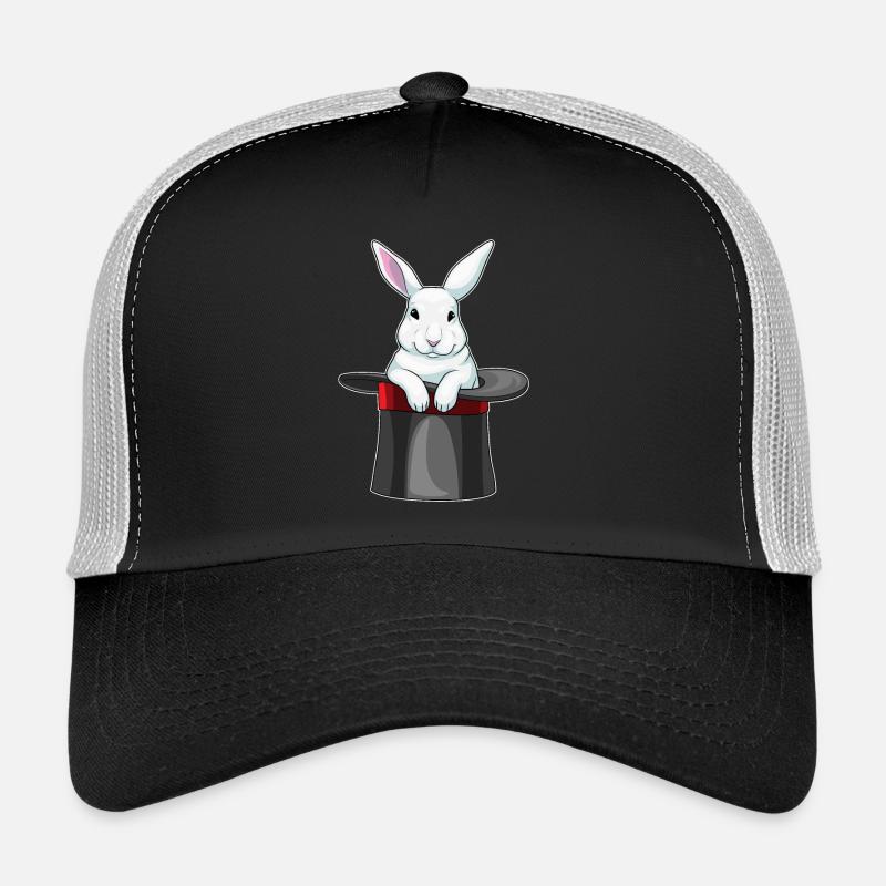 Hase Zauberer Zylinder - Trucker Cap - Schwarz/Steingrau