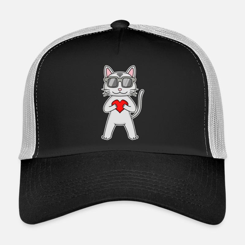 Chat avec coeur et lunettes - Devon Rex Casquette trucker 