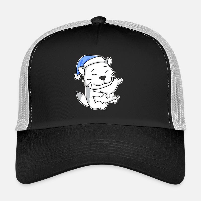 Sleeping Tired - Cat with Pillow and Sleepy Cap Trucker Cap
