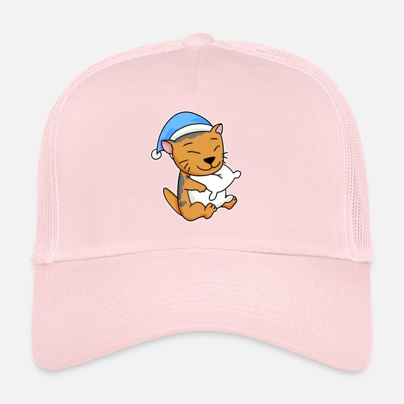 Dormir fatigué - Chat avec oreiller et bonnet somnolent Casquette trucker 