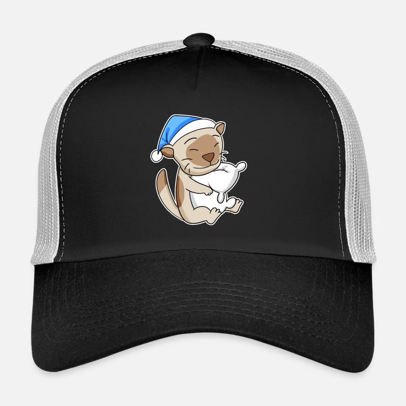 Dormir fatigué - Chat avec oreiller et bonnet somnolent Casquette trucker 