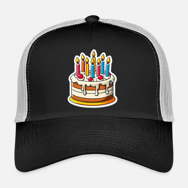 Bunter Geburtstagskuchen mit Kerzen - Trucker Cap - Schwarz/Steingrau