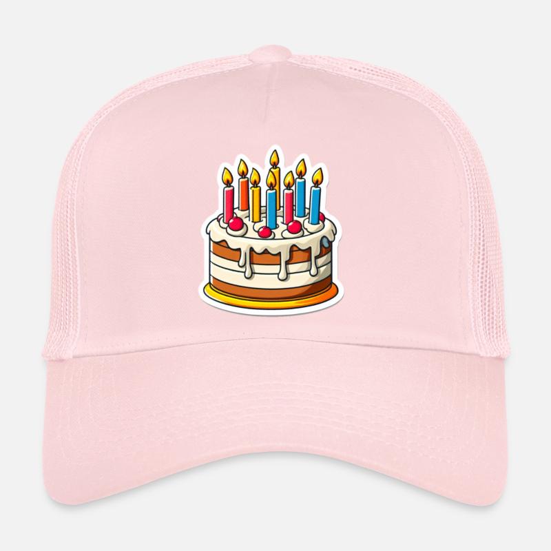 Bunter Geburtstagskuchen mit Kerzen Trucker Cap
