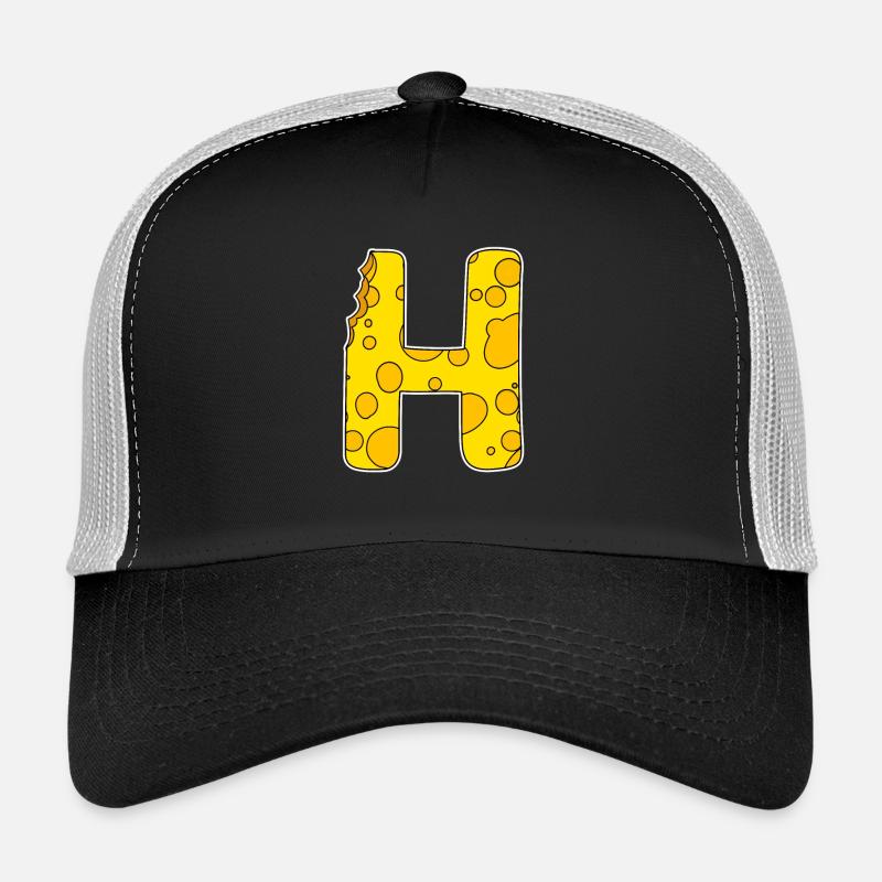 Lettre H - Lettre initiale H - Motif Fromage Casquette trucker 