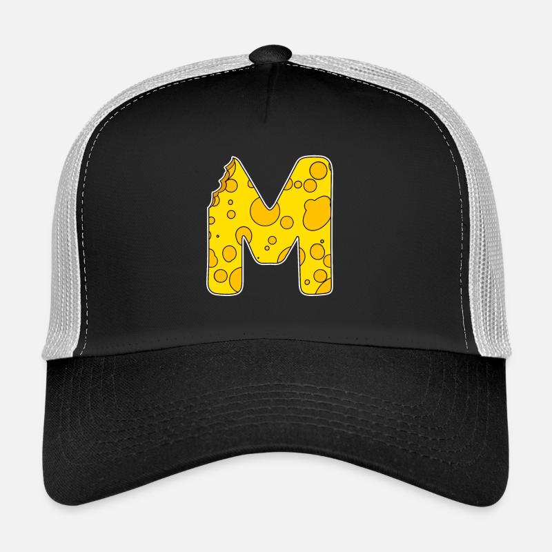 Lettre M - Lettre initiale M - Motif fromage Casquette trucker 