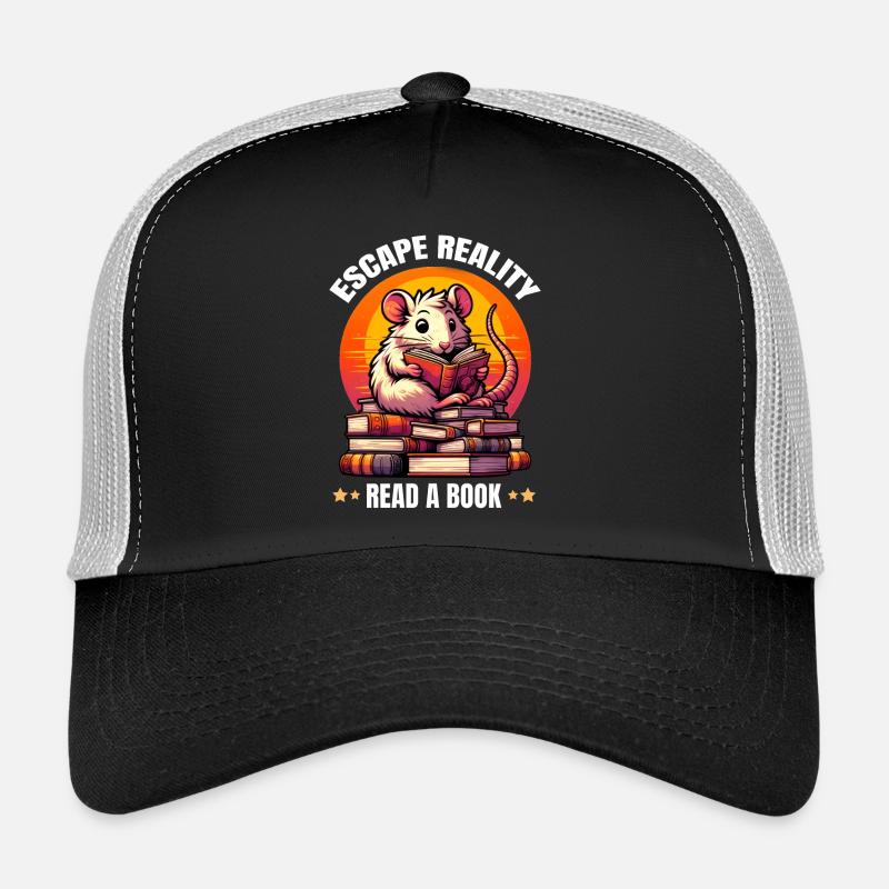 Escape Reality, Read a Book. Süße Ratte liest Buch Trucker Cap