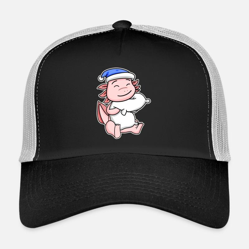 Axolotl avec oreiller et bonnet endormi Casquette trucker 