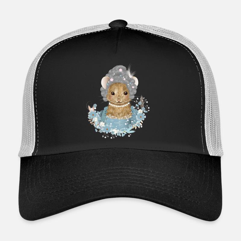 Portrait de souris avec perruque Rococo et Costume Casquette trucker 