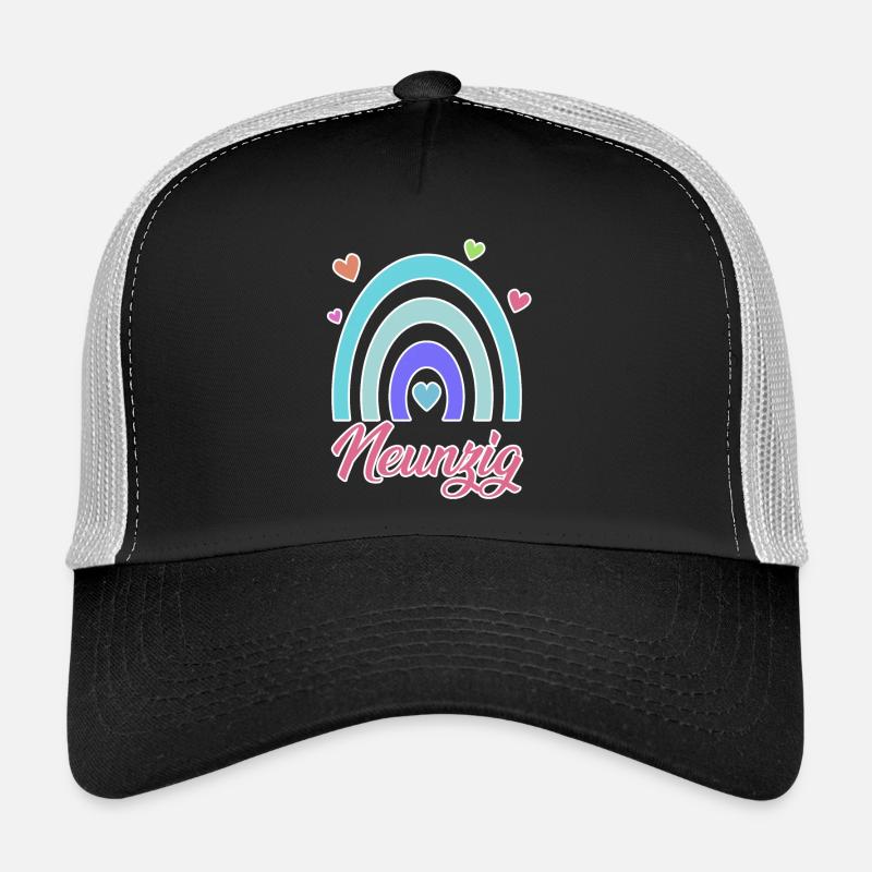 90. Geburtstag Regenbogen Vintage - Trucker Cap - Schwarz/Steingrau