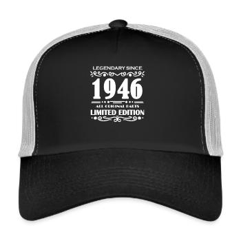 1946 - Jahrgang 1946 - Baujahr 1946 - Trucker Cap - Schwarz/Steingrau - Vorne