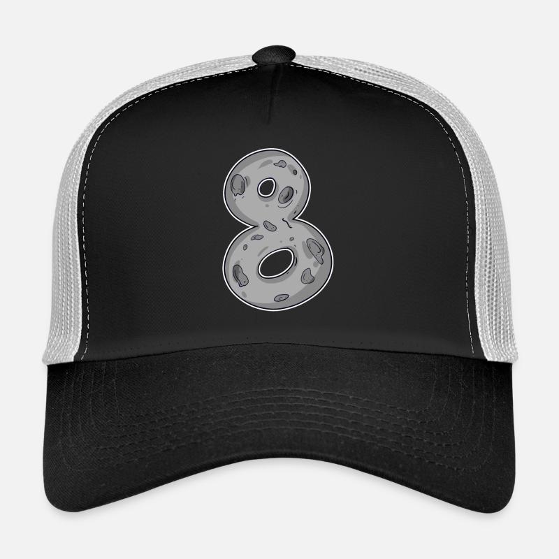 Number 8 Number Eight Moon Motif Trucker Cap