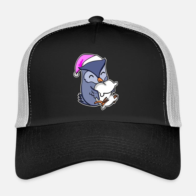 Eule Müde Ausschlafen Schlafen Mädchen - Trucker Cap - Schwarz/Steingrau