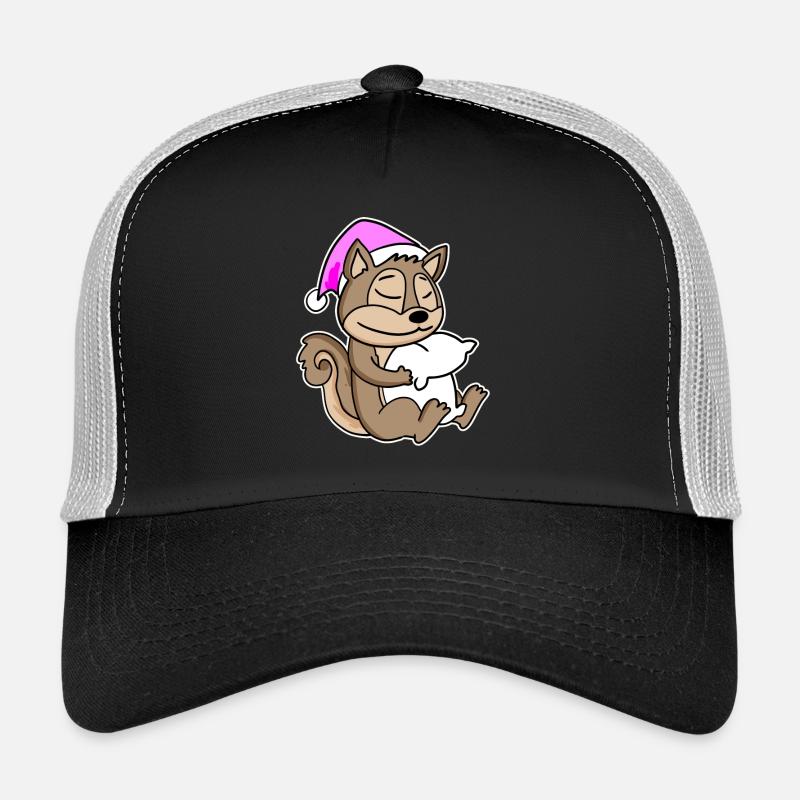 Eichhörnchen Müde Ausschlafen Schlafen Mädchen - Trucker Cap - Schwarz/Steingrau