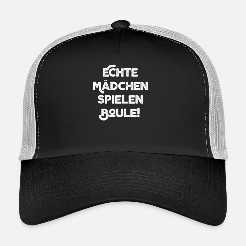 Echte Mädchen spielen Boule Bouler Boccia Spiel - Trucker Cap - Schwarz/Steingrau