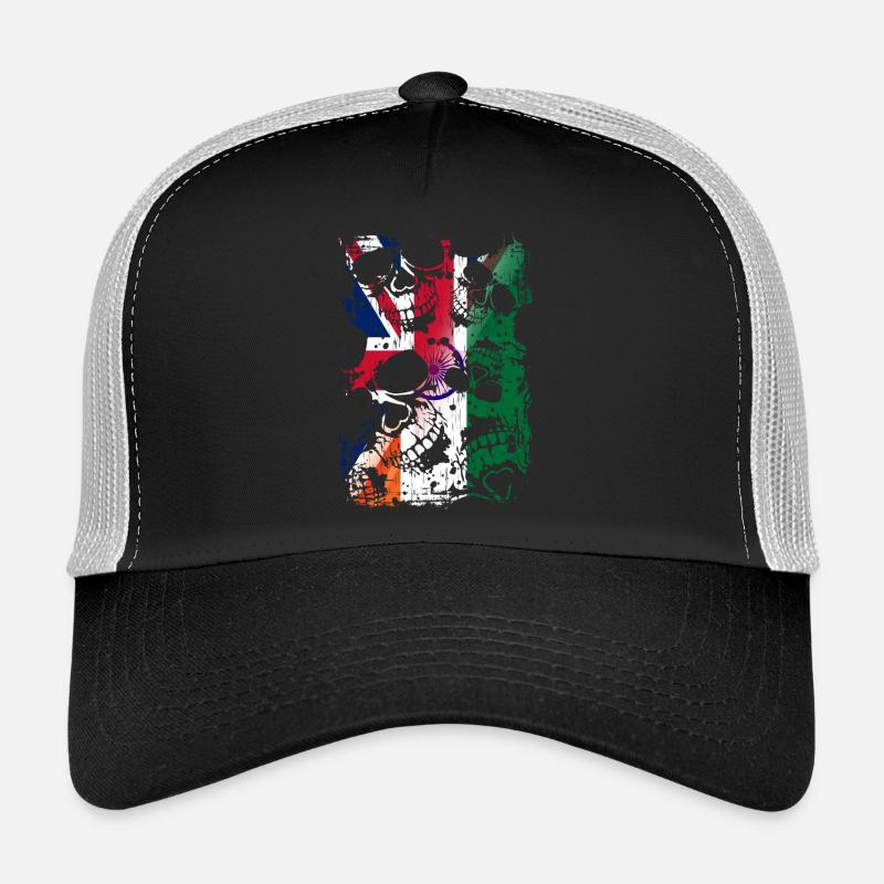 Royaume-Uni Inde Drapeau et crânes Casquette trucker 