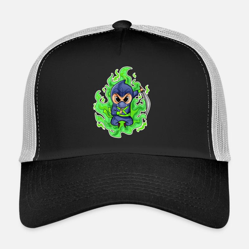 Motif Ninja Vert Feu Casquette trucker 