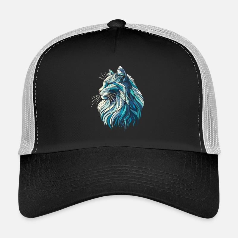 Blue cat head, geometric art, polygons Trucker Cap