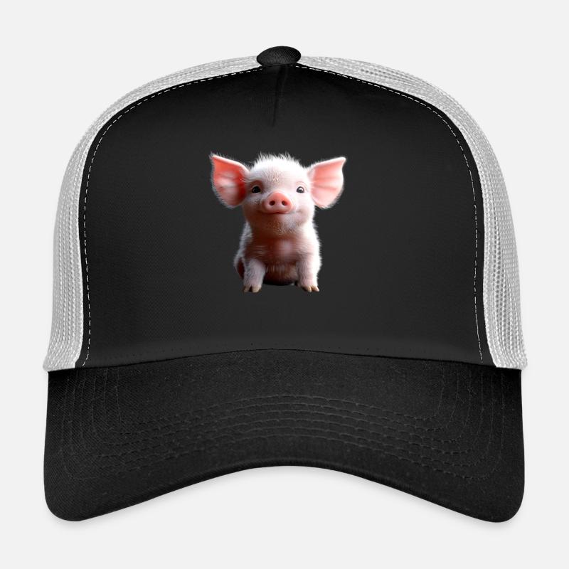 Schwein Hausschwein Schweine Ferkel Schweinchen - Trucker Cap - Schwarz/Steingrau