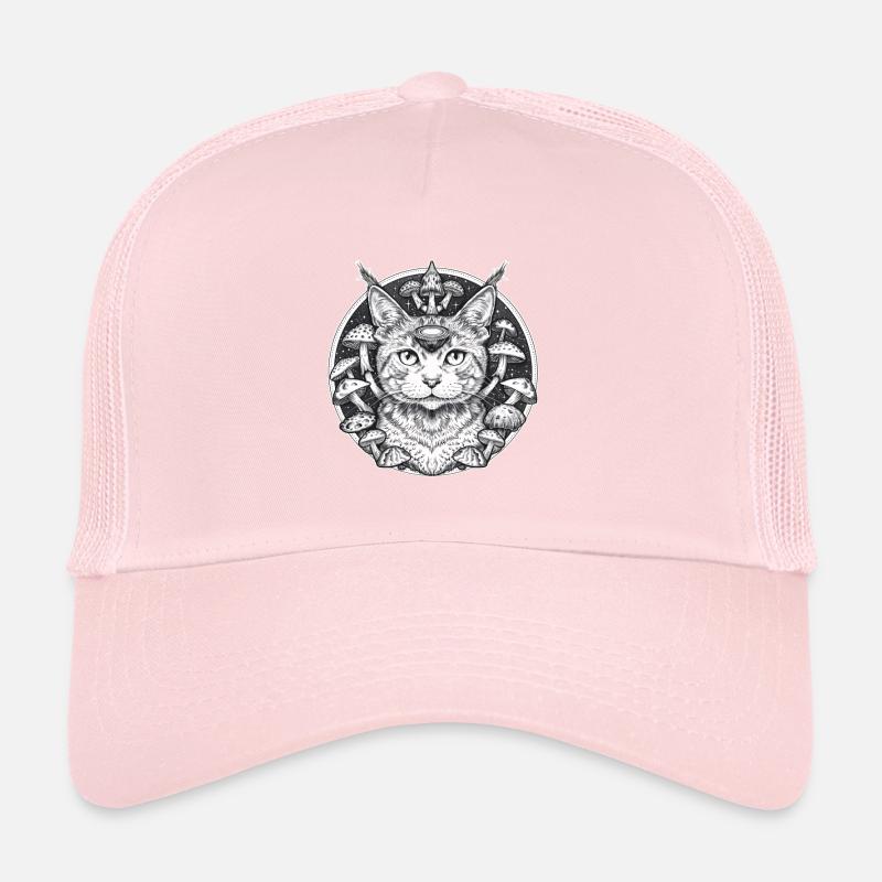 Mystical cats in a parallel world with mushrooms Trucker Cap