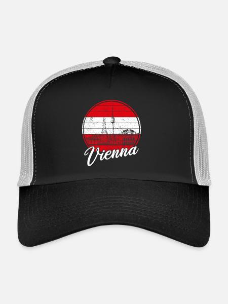 Wien Flagge - Trucker Cap - Schwarz/Steingrau